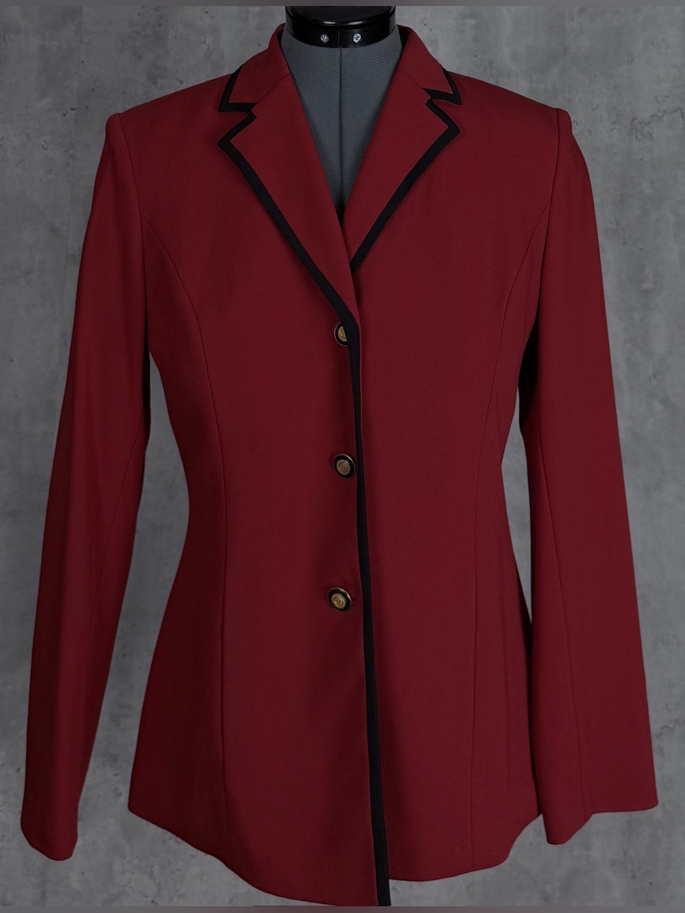 Kasper & Company ASL Red Blazer Black Trim Suit Jacket Womens Size 6 Vintage